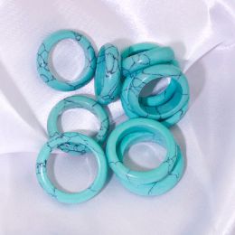 Turquoise Wide 6mm Sodalite Finger Rings Attractive Unisex Ring Women Men Engagement Jewellery
