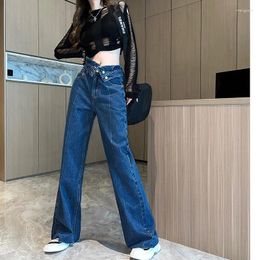 Women's Jeans 2024 Women Vintage Solid High Waist Loose Wide Leg Pants Denim Trousers Korean Straight Y2K Jean Pantalon Spring 8071