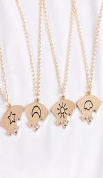 4piece Set Friend Friendship Necklace Sun Moon Cloud And Star Inlaid Rhinestone Stitching BFF Pendant Fashion Jewellery Gift5732205