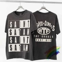 Men's T-Shirts MIGHTY DEVIL Saint T Shirt Men Women High Quty Washed Grey T-Shirt T Tops T240508