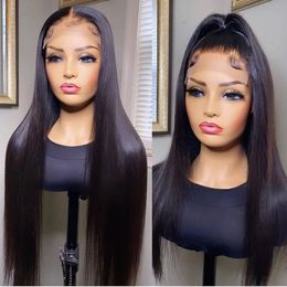 Natural Silky Straight Human Hair HD Lace Wigs 5x5 13x4 13x6 Swiss Lace Bleach Knots Pre Plucked Natural Hairline For Black Women