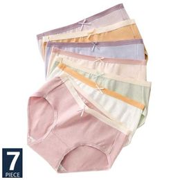 Women's Panties 7 pieces/set of cotton underwear womens breathable underwear cute bow womens underwear sexy low waisted womens underwear soft womens underwearL2405