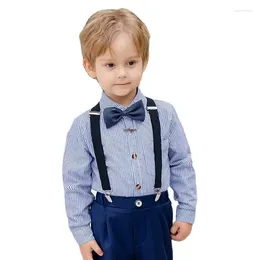 Clothing Sets Boys Summer Pograph Wedding Dress Children's Day Stripe Performance Suit Kids Formal Graduation Ceremony Show Tuxedo Wear