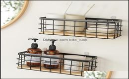 Hooks Housekeeping Organisation Garden hooks Rails Ins Style Iron Storage Baskets WallMounted Racks Metal Organiser Wood Shelf 9616498