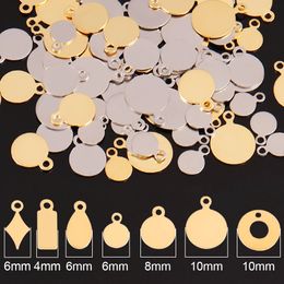 20pcs Stainless Steel Round Pendant Square Geometric Charms for Making DIY Jewelry Necklace Bracelet Supplies Accessories 240507