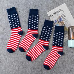 Women Socks Striped For American Flag Mid-Tube Sports