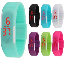Wholesale-1200pcs/lot Mix 14colours Sports led Digital Display touch sn watches Rubber belt silicone bracelets Wrist watches LT0147834646
