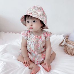 2021 free shipping Summer Baby Clothes New Rompers Clothing Fashion Cute Cherry Prints Kids Clothing Hat Toddler Girl dress 2983