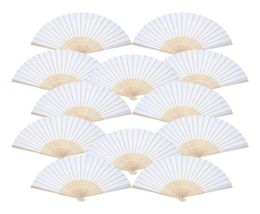 Handheld Fans White Paper Fan Folded Bamboo Folding Fans For Church Wedding Gift Party Favors DIY1127637