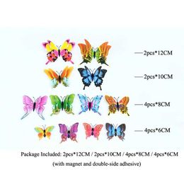 3PCSFridge Magnets New 12Pcs/Set 3D Double Layer Pteris Butterfly Wall Stickers Home Decoration Colourful Butterflies On Wall Magnet Fridge Decals