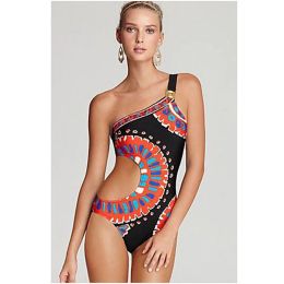 Suits 2022 Patchwork Women Swimwear One Shoulder Swimsuit One Piece Brazilian Monokini Cut Out Beach Swimsuit Pattern Bathing Suit