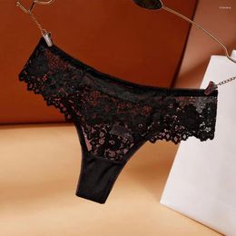 Women's Panties Hollow-out Sexy Lace Low Waist See-through Underwear With Breathable Anti-septic Fabric Hollow Out Lady