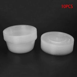 Disposable Dinnerware 10 plastic disposable lunch bowls food circular containers with new lids Q240507