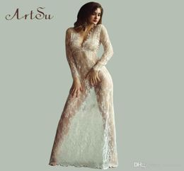 Plus Size Women FloorLength Black White Autumn Lace Dress Adjust Waist Sexy See Through Floral Vestido DR50461986775