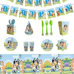 Backpacks Bluey birthday party supplies disposable desktop software cardboard paper cups tissues boys birthday party decorations childrens favoriteL2405