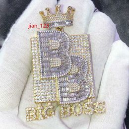 Charms Big Letter Pendant Hip Hop Men Necklace Iced Out Bling 5A Cubic Zirconia CZ Top Quality Cool Rock Punk Male Jewelry 230615