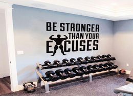 Gym Motivation Quote Wall Decal Stronger Than Your Excuses Wall Art Gym Vinyl Wall Sticker Home Decor Removable Wallpaper5172602