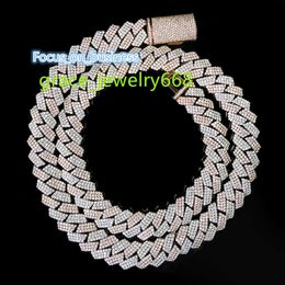 925 Silver/14k gold 6mm/12mm/13mm VVS D Colour Hand set Iced Moissanite Prong Hip Hop Cuban Link Chain Custom Necklace