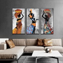 Abstract African Tribal Art Paintings Black Woman Dance Poster,Canvas Print Painting,Picture Wall Art for Home Decoration Unframed