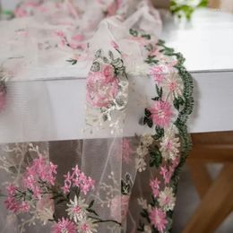 Table Cloth White Pink Floral Lace Decorative El Wedding Party Dining Fabric Home Decor Rectangular Tablecloth