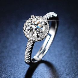 Fashion New Glamour Adjustable Zircon Rings Luxury Full Diamond Rings Moissanite Faux Wedding Rings for Women