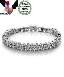 OMHXZJ Whole Personality Fashion Woman Girl Party Wedding Gift White Luxury Zircon Chain 925 Sterling Silver Bracelet BR855635677