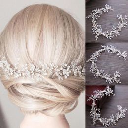 Hair Clips Crystal Bridal Headband Tiara For Bride Women Rhinestone Wedding Accessories Jewelry Ornament Vine Band Headbands