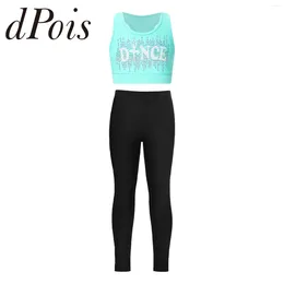 Running Sets Fashion Kids Girls Sleeveless Sports Children Racerback Crop Top With Pants For Dance Gymnastics Outfit Yoga Fitness Suits