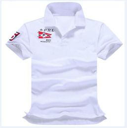 Spring Summer Men Casual Solid Polo Shirts Big Horse Embroidery 100 Cotton Short Sleeve Classic Polos Slim Fit Tshirt White Red S3582032