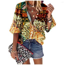 Women's Blouses Spring Retro Graphic Shirt Half Sleeve Blouse Summer Fashion Women Trend Casual Oversize Classic Cardigan Street Tops Chic