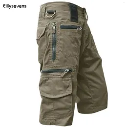 Men's Shorts Loose Large Size Multi-Pocket Overalls Summer Cotton Comfortable Nickel Pants Outdoor Casual Sports Beach