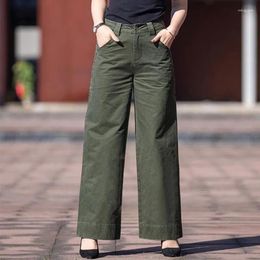 Women's Pants Arrival 2024 Spring Summer Arts Style Women High Waist Loose Length All-matched Casual Cotton Solid Wide Leg P07