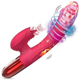 Other Health Beauty Items Powerful G-spot Vibrator for Women Dildo Tongue Licking Nipple Clitoris Stimulator Female Masturbator Adults Goods s Y240503