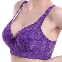 Bras Hot Full Cup Thin Underwear Small Bra Enlarged Size Wireless Adjustable Lace Womens Bra Cover B C D Cup Large Size Lace BraL2405