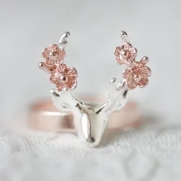 Cluster Rings Women Double Colors Sika Deer Ring Elk Finger Temperament Romance Originality Fashion Jewelry Christmas Party GiftWholesale