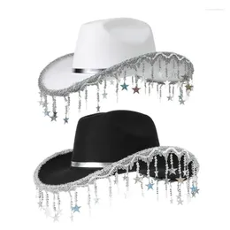 Berets Fashion Pography Cowboy Hats With Sequins Star Fringes Female Banquets Hat