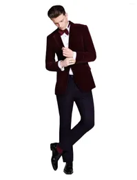 Men's Suits Velvet 2 Pieces Wedding Tuxedo Suit Jacket And Trousers