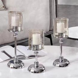 Candle Holders 1pc European Holder Glass Candlestick For Centrepiece Candlelight Dinner Po Props Wedding Anniversary Birthday Gift