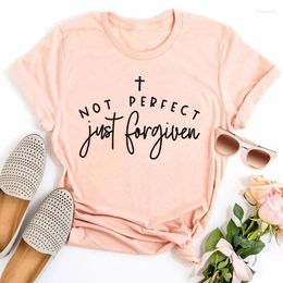 Women's T Shirts Just Forgiven Graphic Christian Tops Jesus Kawaii Clothes Quotes Vintage Religious Top L