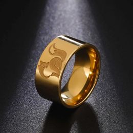 Wedding Rings Skyrim Fox Ring for Men Women Stainless Steel 10MM Wide Punk Animal Band Rings 2024 Trendy Jewellery Valentine Gift New In