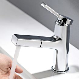 Bathroom faucet Pull-out Faucet for bathroom Removable single handle bathroom sink faucet black chrome finish sink faucet
