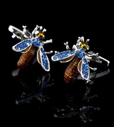 Highgrade Men039s Daily Blue Crystal Cufflink Trendy Personality Accessories Enamel French Shirts Business Cuff Links Gifts1264454