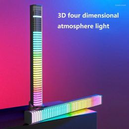 Table Lamps 3D Four-sided Pickup Music Rhythm Light RGB Voice-controlled Esports Atmosphere Car APP Bluetooth Bar Decoration