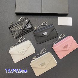2024 New Style Designer Wallet Coin Purse Keychains Zippy Lady chain Wallets Fold Card Holder Passport Women flower Purses key Pouch 9 Colours