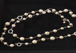 Fashion 5C pearl sweater chain Beaded necklace for women Party Wedding jewelry for Bride4705342