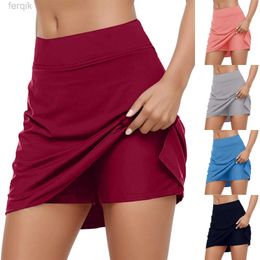 Skirts Skorts 2024 Women Autumn Skirt Short Pants Active Performance Shorts Lightweight Skirt For Running Tennis Sport Side Split d240508