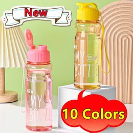 650ML Sports Water Bottle Portable Leakproof Shaker Gym Drink with Lid and Straw Car Mug Drinkware for School 240422