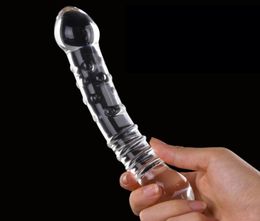 Two Heads Glass Dildo New Design Double Ended Pyrex Dongs Penis Masturbators for Female Sexual Stimulator with Ultra Real Veins an6247711
