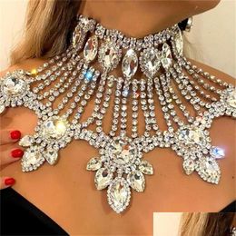 Pendant Necklaces Fashion Crystal Bridal Jewelry For Women Rhinestone Geometric Choker Water Drop Chain Collars Accessories Delivery Dhous