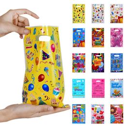 Gift Wrap Printed Bags Polka Dots Plastic Candy Bag Child Party Loot Boy Girl Kids Birthday Favours Supplies Decor 10pcs